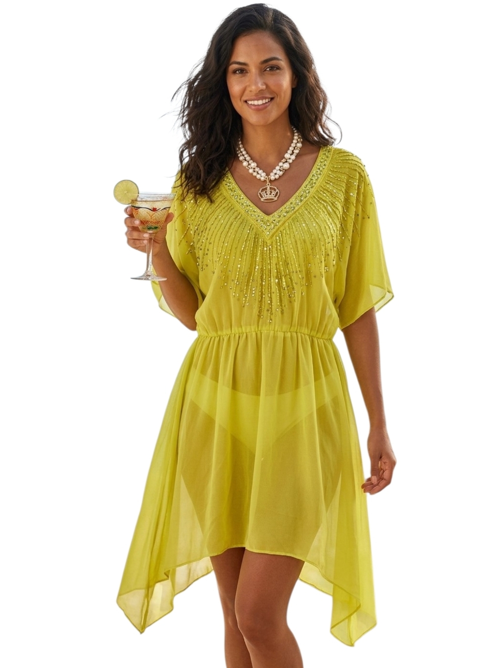 Yellow Sheer Bathing suit cover up